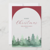 Cartes Pour Fêtes Annuelles Arc gris Vert Forêt sauvage Arbres de Noël (Devant)