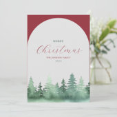 Cartes Pour Fêtes Annuelles Arc gris Vert Forêt sauvage Arbres de Noël (Debout devant)