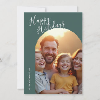 Cartes Pour Fêtes Annuelles Arc Happy Holidays 2 Photo Ho Script Moderne Vert
