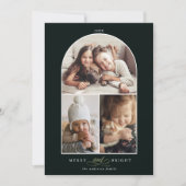 Cartes Pour Fêtes Annuelles Arc moderne 3 photo Joyeux et vert clair (Devant)