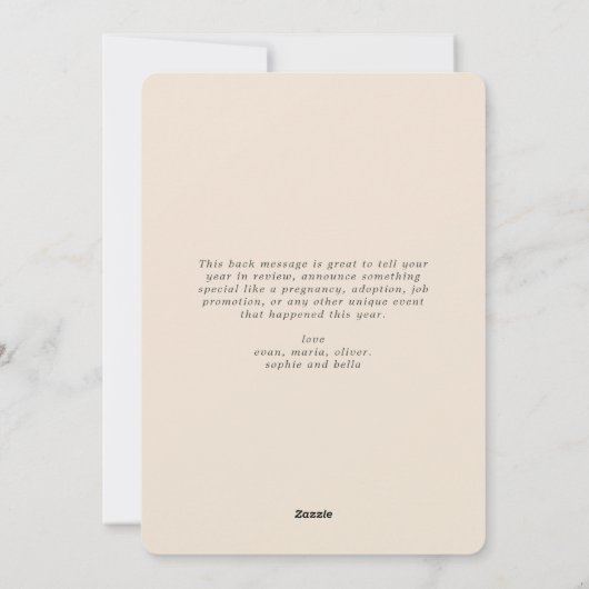 Cartes Pour Fêtes Annuelles Arc moderne Beige Noël photo verticale (Dos)