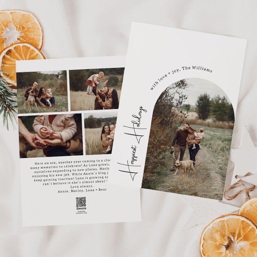 Cartes Pour Fêtes Annuelles Arc moderne Boho Happest Holidays Cinq Photo