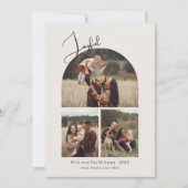 Cartes Pour Fêtes Annuelles Arc moderne Boho Joyeux Vert 3 Photo Noël (Devant)