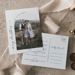 Cartes Pour Fêtes Annuelles Arc moderne Boho Noël photo année d'examen