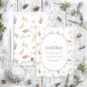 Cartes Pour Fêtes Annuelles Arc moderne or hiver verdure Joyeux Noël H