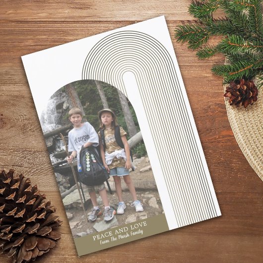 Cartes Pour Fêtes Annuelles Arc moderne photo - Zones or Noël