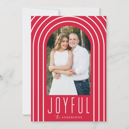 Cartes Pour Fêtes Annuelles Arc moderne rouge et blanc 2 photos (Devant)
