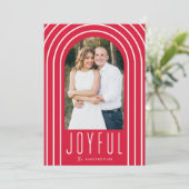 Cartes Pour Fêtes Annuelles Arc moderne rouge et blanc 2 photos (Debout devant)