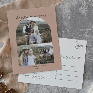 Cartes Pour Fêtes Annuelles Arc moderne Saumon photo Collage Famille Nouvel An