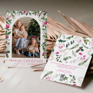 Cartes Pour Fêtes Annuelles Arc rose et vert clair Photo Joyeux Noël