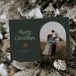 Cartes Pour Fêtes Annuelles Arc vert minimaliste Joyeux Noël Photo