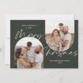 Cartes Pour Fêtes Annuelles Arc Vert Photos Moderne Élégant Script Noël (Devant)