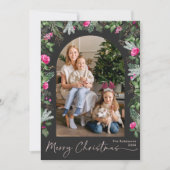 Cartes Pour Fêtes Annuelles Arc vert rose foncé Chic Arc Photo Noël (Devant)