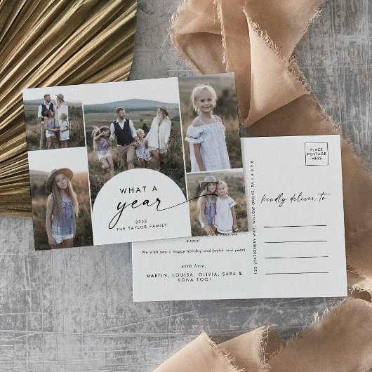 Cartes Pour Fêtes Annuelles Arch Moderne Multiphoto Famille Nouvelles Quoi Un