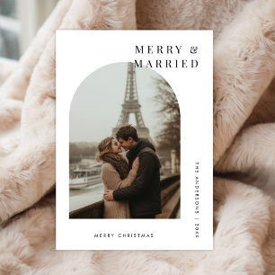 Cartes Pour Fêtes Annuelles Arch Photo Joyeux et marié Mariage de Noël Blanc