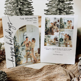 Cartes Pour Fêtes Annuelles Arch Photo typographie Boho Joyeuses Fêtes