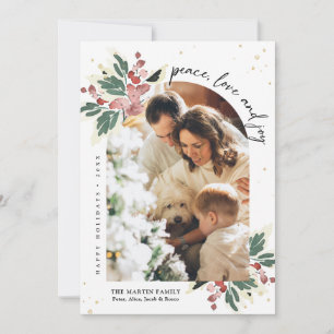 Cartes Pour Fêtes Annuelles Arche de Noël moderne en aquarelle avec houx