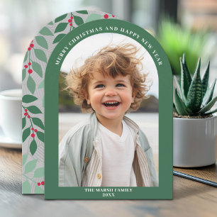 Cartes Pour Fêtes Annuelles Arche de photo avec dos botanique