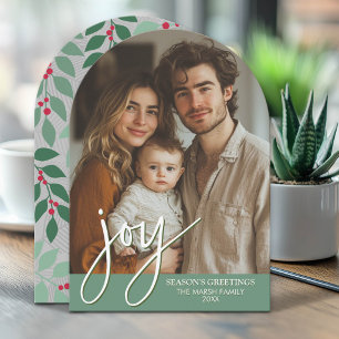 Cartes Pour Fêtes Annuelles Arche de photo avec énorme écriture Joy - dos bota