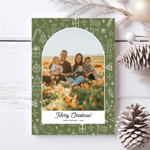 Cartes Pour Fêtes Annuelles Arche de photo de Noël joyeux, dessins gribouillés