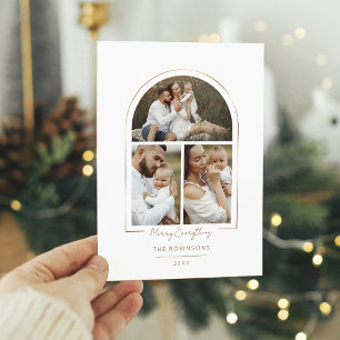 Cartes Pour Fêtes Annuelles Arche minimale élégante en ligne or 3 photos