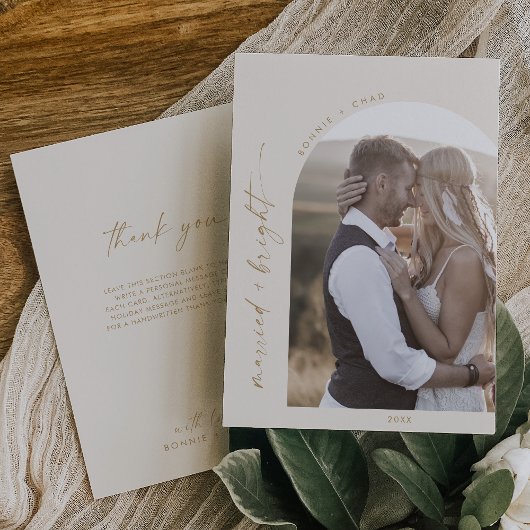 Cartes Pour Fêtes Annuelles Arche moderne Boho | Crème mariée Merci brillant