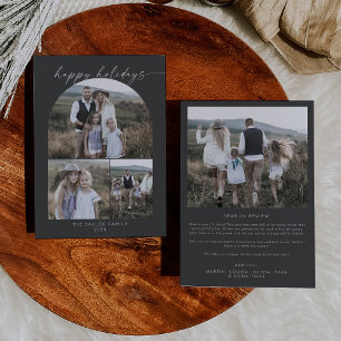 Cartes Pour Fêtes Annuelles Arche moderne Boho Gray Photo Collage Famille