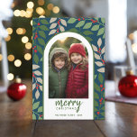 Cartes Pour Fêtes Annuelles Arche moderne photo - branches d'eucalyptus Noël<br><div class="desc">Un carte photo moderne Joyeux Noël en bleu marine, vert, rouge et blanc. Les photos sont une arche mod avec une bordure colorée. Le design moderne comprend des branches d'eucalyptus et des baies et sans serif type pour la partie principale du texte. L'accueil est dans un script rustique moderne. Le...</div>