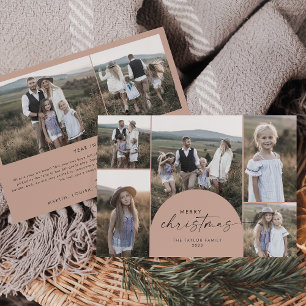 Cartes Pour Fêtes Annuelles Arche moderne   Saumon Multi Photo Famille Noël