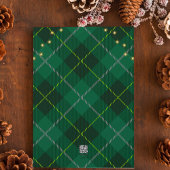 Cartes Pour Fêtes Annuelles Arche moderne & Script Green Plaid Photo de Noël