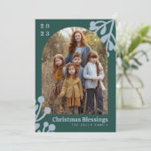 Cartes Pour Fêtes Annuelles Arche photo de Noël Holly Berries Emerald (Debout devant)