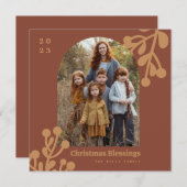 Cartes Pour Fêtes Annuelles Arche photo de Noël Holly Berries Terracotta (Devant / Derrière)