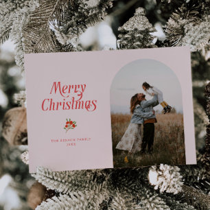 Cartes Pour Fêtes Annuelles Arche rose minimaliste Joyeux Noël Photo