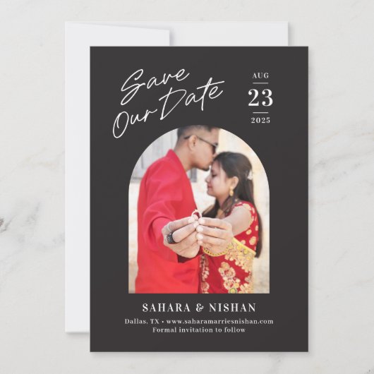 Cartes Pour Fêtes Annuelles Arche tendance Couleur modifiable Enregistrer la c (Devant)