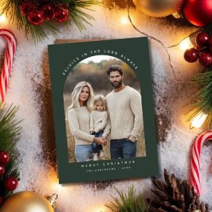 Cartes Pour Fêtes Annuelles Arche verte religieuse Rejoice Noël