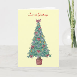 Cartes Pour Fêtes Annuelles arcs rouges et cloches sur arbre décoré pour noël