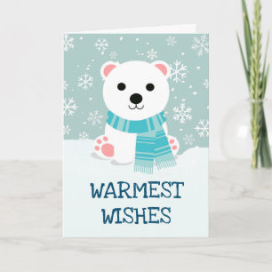Cartes Pour Fêtes Annuelles Arctic Polar Bear Cub Snowflakes Noël