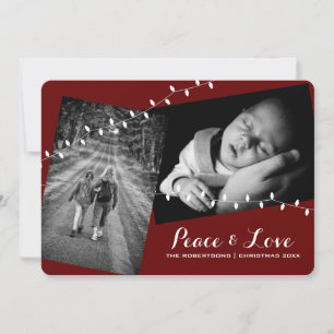 Cartes Pour Fêtes Annuelles Arête Rouge Paix Amour Noël Photos Lumières