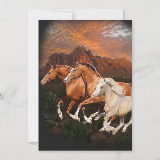 Cartes Pour Fêtes Annuelles Arizona Chevaux sauvages (Devant)