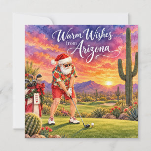 Cartes Pour Fêtes Annuelles Arizona Golf Noël Santa Golfeur conduisant un char