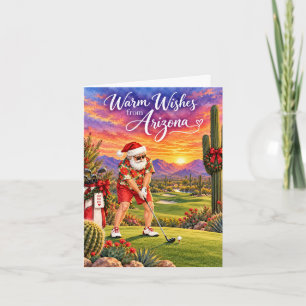 Cartes Pour Fêtes Annuelles Arizona Golf Noël Santa Golfeur conduisant un char