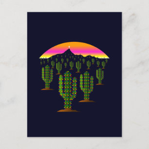 Cartes Pour Fêtes Annuelles Arizona Saguaro Cactus lumières de Noël au coucher