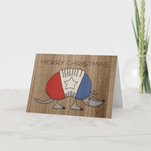 Cartes Pour Fêtes Annuelles Armadillo rouge, blanc et bleu Joyeux Noël Y'al
