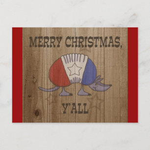 Cartes Pour Fêtes Annuelles Armadillo rouge, blanc et bleu Joyeux Noël Y'al
