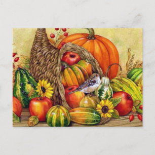 Cartes Pour Fêtes Annuelles arrangement de fruits floraux bons thanksgivings