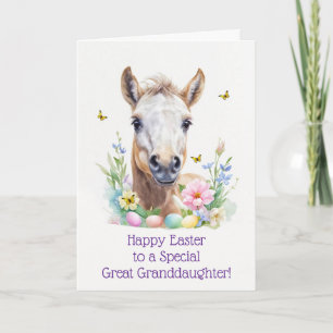 Cartes Pour Fêtes Annuelles Arrière-petite-fille Joyeuses Pâques Jeune Poulain