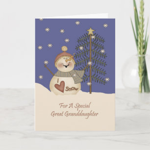 Cartes Pour Fêtes Annuelles Arrière-petite-fille mignonne de Noël de bonhomme