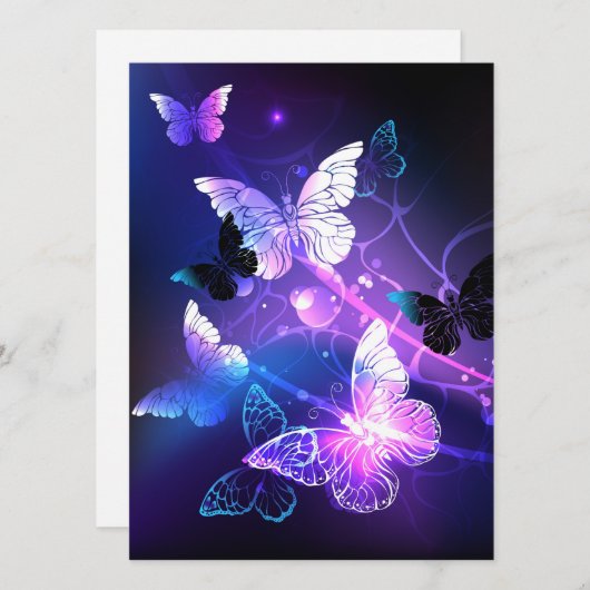 Cartes Pour Fêtes Annuelles Arrière - plan avec papillons de nuit (Devant / Derrière)
