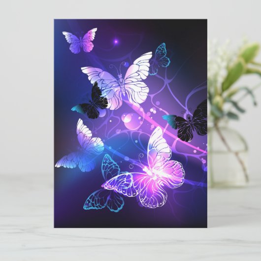 Cartes Pour Fêtes Annuelles Arrière - plan avec papillons de nuit (Debout devant)