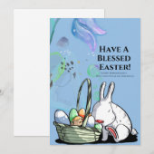 Cartes Pour Fêtes Annuelles Arrière - plan d'aquarelle bleu pâques (Devant / Derrière)